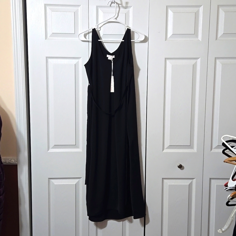 Black Sleeveless Belted Maternity Dress, Size Medium, New with Tags